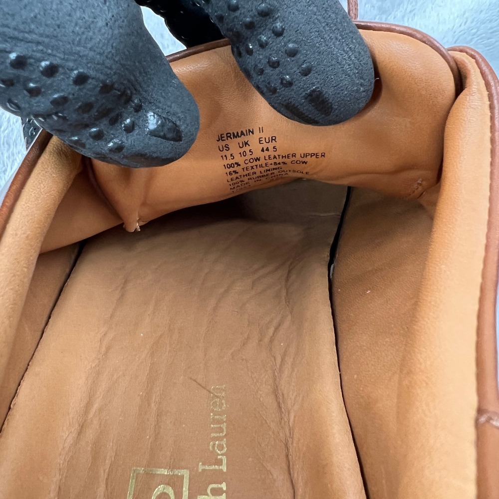 Polo Ralph Lauren Jermain II Leather Sneakers Size 11.5 Brown Men Low Top Casual - Picture 12 of 16